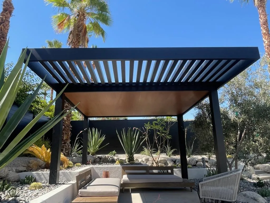 4K freestanding wood-sublimated pergola and combo structure